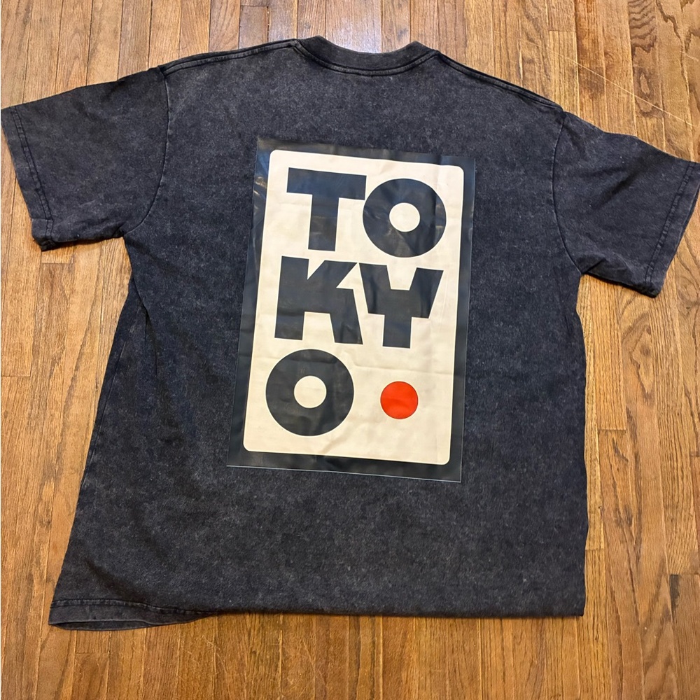 Black Graphic Cotton Tee with TOKYO Print